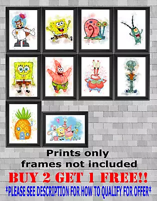 £9 • Buy Spongebob Squarepants Children's Bedroom Wall Art Print Picture Gift A5 A4 A3