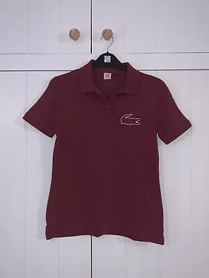 £9.99 • Buy Lacoste Women's Casual Polo Shirt T-Shirt Burgundy Red Large Logo Size Small
