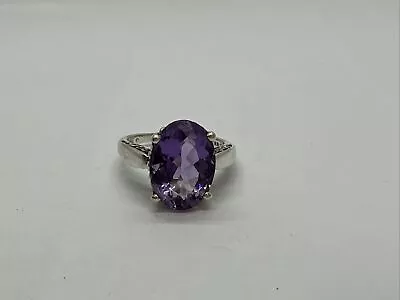 Kabana .925 Sterling Silver 13.8mm X 9.6mm Large Oval Amethyst Ring Size 7 • $49.95