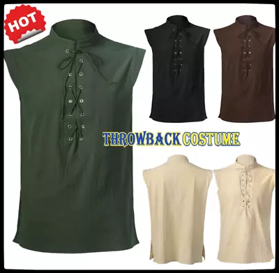 Mens Vintage Medieval Vest Renaissance Sleeveless Halloween Costume Shirts Tops • $26.09