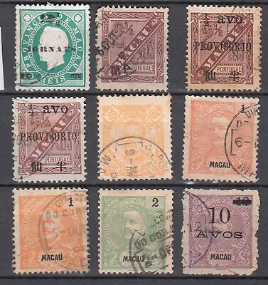 MACAU  1892  1905 Lot Of 9 Stamps     Portuguese Colonies   CHINA • $2
