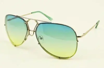 Vintage Look Mens Large Big Metal Aviator Gradient Lens Posche Sunglasses 3663 L • $9.50