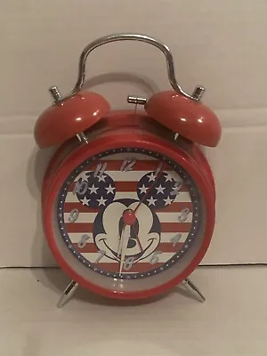 Vintage Disney Mickey Mouse Stars & Stripes Alarm Clock 7  Patriotic Tested • $20