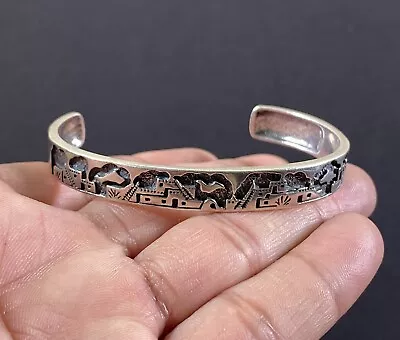 Vintage Hopi Native American Sterling Silver .925 Cuff Bracelet Signed • $150