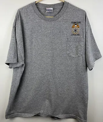 Teamsters Labor UNION Local 348 Embroidered Pocket Tee Tshirt  Sz 2XL Made USA • $18