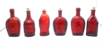 1970's Mini Red Glass Bottles Wheatons Bitters Root Beer Vintage Lot Of 3 • $49.27