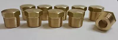 10 Pcs. 3/8  Male NPT Brass Hex Head Plug Made In USA • $13.49