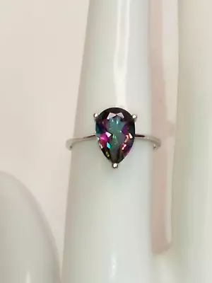 Sterling Silver 925 Mystic Topaz Ring ~ Size 5 1/4  ~ Teardrop Shape • $20