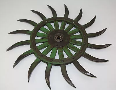 Vntg John Deere 19  Steel Spike Wheel Rotary Hoe Industrial Steampunk Garden Art • $29.99