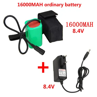 Rechargeable 16000 MAh 8.4V Battery Pack + AC Charger Set For LED Bicycle Light • £19.19