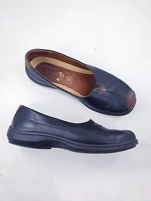 Easy B Size 5 (38) Extra Wide Fit Navy Blue Leather Slip On Comfort Loafers • £14