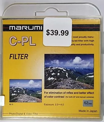 Marumi 62mm Circular Polarizer CPL Glass Lens Filter Japan P-CL 62 Mm E-62 E62 • $29.99