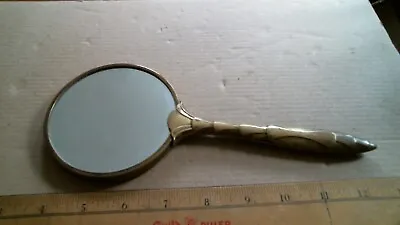 C. 1915 Art Nouveau Brass Hand Mirror Antique Vintage Old • $35