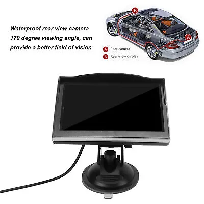 Backup Camera System Set LCD Screen 1080P Reversing Monitor V1V2VideoInput 170 • $57.26