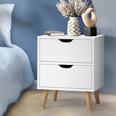 Oikiture Bedside Tables 2 Drawers Side Table Bedroom Furniture Storage Cabinet • $51.90