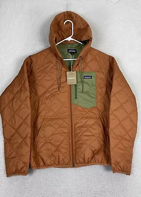 Patagonia Men's Diamond Quilted Bomber Sz M Hoodie Jacket Sienna Clay • $114.88