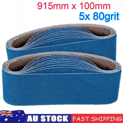 5x Sanding Belts 100mmx914mm 915mm Zirconia Sander Linishing 80Grit Cloth Backed • $26.89