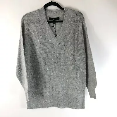 Vero Moda Vilma Sweater V Neck Oversized Wool Alpaca Blend Gray Size S • $24.99