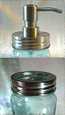 SOAP PUMP Dispenser KIT / HIGH QUALITY For Mason Jar W/ TOOTHBRUSH LID Stainless • $3.99