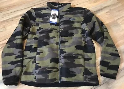 PACIFIC TRAIL Black & Green Camo Zip Front Fleece Jacket (Youth 14/16) Large NEW • $16.99