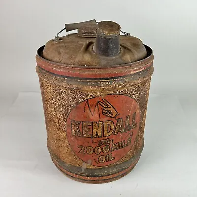 Vintage Kendall 5 Gallon The 2000 Mile Oil Can 1950's Wood Handle Empty • $38.25