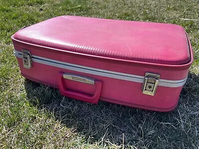 Vintage Hot Pink Hard Shell Suitcase Travel Bag Carry On Movie Props • $19.99