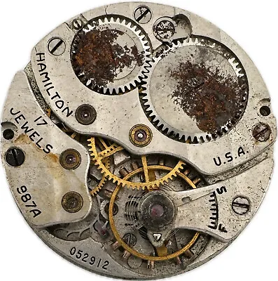 Vintage Hamilton 17 Jewel Mechanical Men's Wristwatch Movement 987A Rusted • $25