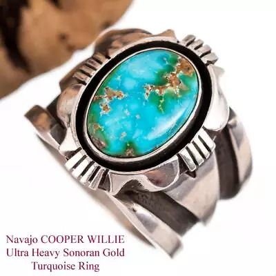 MENS Turquoise Ring SONORAN GOLD 10.5 HEAVY COOPER WILLIE Sterling Silver Biker • $560.15