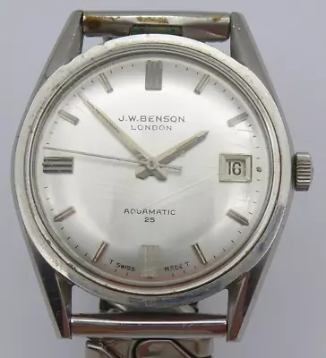 Rare Vintage Mens Jw Benson Aquamatic 25 Jewel Wristwatch Running Well • £57