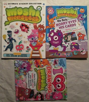 New Moshi Monsters Sticker Drawing Roary Cards Lot Of 3 • $15