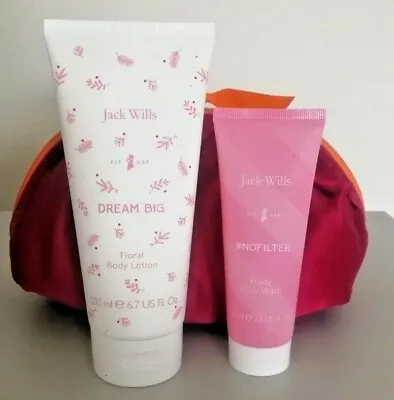 Jack Wills / Boots Body Wash & Body Lotion Cosmetic Bag Gift Set (5) • £11.95