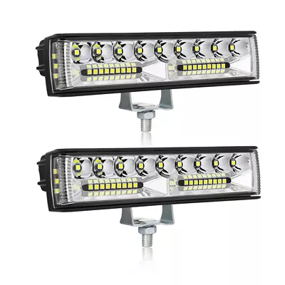 Pair Slim 6Inch LED Light Bar Dual Row Spot Flood Offroad Driving Truck FOG Lamp • $19.91