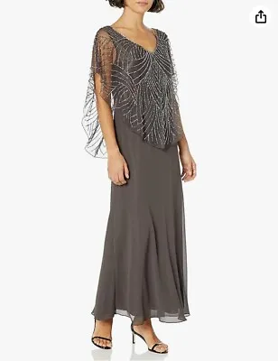 W2 J Kara Women's Capelet Dress Grey Multi 8P • $44.99