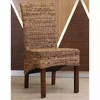 Gaby Woven Banana Leaf/Mahogany Dining Chair Brown Bohemian & Eclectic Traditio • $121.59