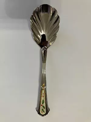 Lenox Holiday Holly Berry Flatwear Shell Sugar Spoon Kirk Stieff 18/8 Korea • $29.95