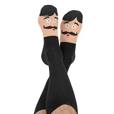 Snoozies Men's  Mustache Face Socks Black • $8.15