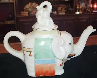 Beautiful Unique Porcelain Elephant Tea Pot Vintage Mama And Baby • $13.50