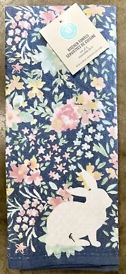 Martha Stewart Blue Bunny Rabbit Floral Dish Towels Kitchen Towels Set Of 2 • $18.95