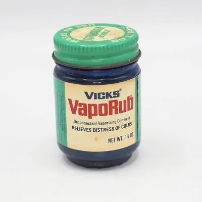 Vicks Vapo Rub Blue Glass Bottle Jar Advertising • $10.49