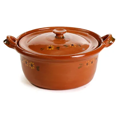 $89.95 • Buy Ancient Cookware, Mexican Clay Lidded Cazuela Pot, Large, Terracotta, 4.5 Quarts