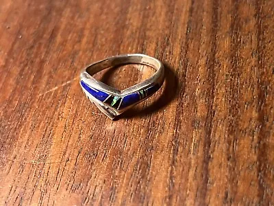 Vintage Ring 925 STERLING SILVER Size 6 NAVAJO Opal Lapis • $55