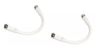 2x Short 14cm White F Plug Male To Male Cable Fr Sky Satellite / Virgin Media TV • £3.75