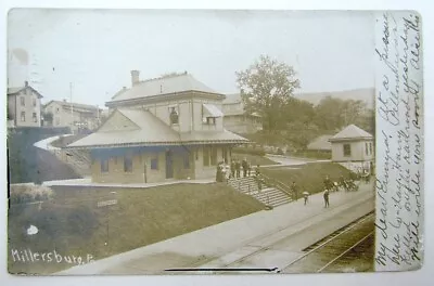 MILLERSBURG PA ANTIQUE REAL PHOTO POSTCARD TRAIN STATION Railroad Railway RPPC • $45