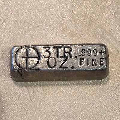 Silver Bar Omega M&B Mining 3 Troy Ounce .999 Fine Silver Poured Bar Ingot • $91