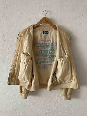 90s Vintage Mens DOLCE  GABBANA Jacket Bomber Work Coat Beige D&G Size 50 L • $95