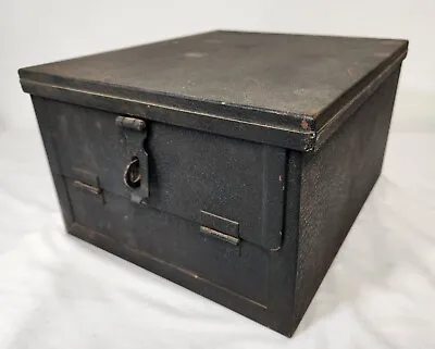 Vintage Metal Strongbox Bank Safe Deposit File Cabinet Box • $52.49