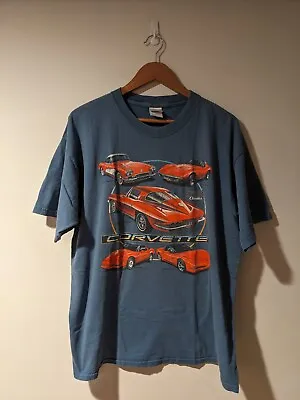 Vintage 90s Corvette Stingray C4 C6 Blue X-Large T-Shirt • $29.99