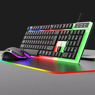 PC Desktop Gaming Mouse And Keyboard Combo-With Mechanical RGB LED Backlighting • $18.99
