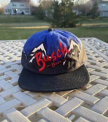 Busch Beer Mountains Hat All Over Print Snapback Baseball Cap VINTAGE USA MADE • $35