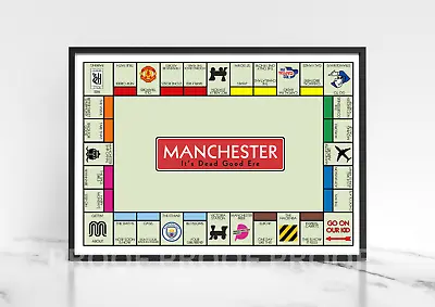 Manchester Monopoly Print / A5 A4 A3 / Manchester Art Gift • £7.20